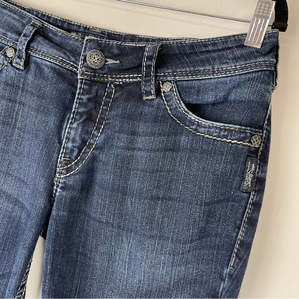 Silver Jeans Suki Surplus Dark Wash Bootcut Jeans Sz 30x30 Stitching Embellished - Image 5