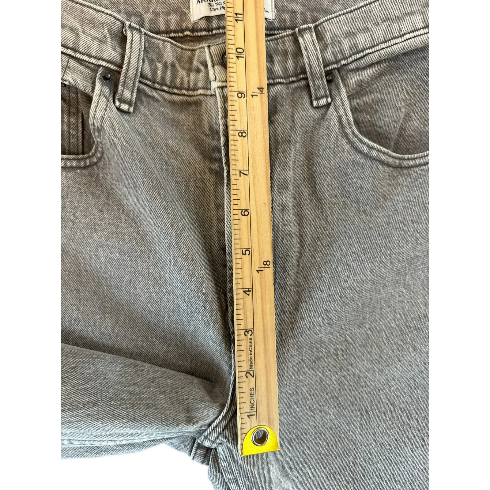 NTW Abercrombie & Fitch The '90s Straight Ultra High Rise Jeans Gray 27 4S Short - Image 4