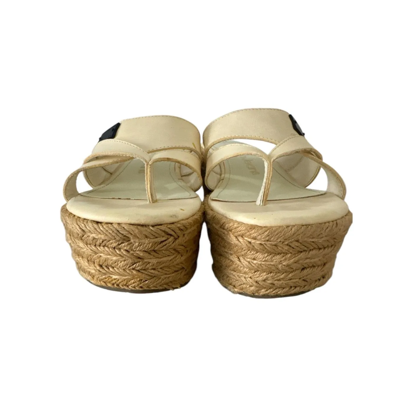 Y2K Vintage Calvin Klein‎ Womens sz 8 Chunky Leather Slip on Platform Wedges 90s - Image 3