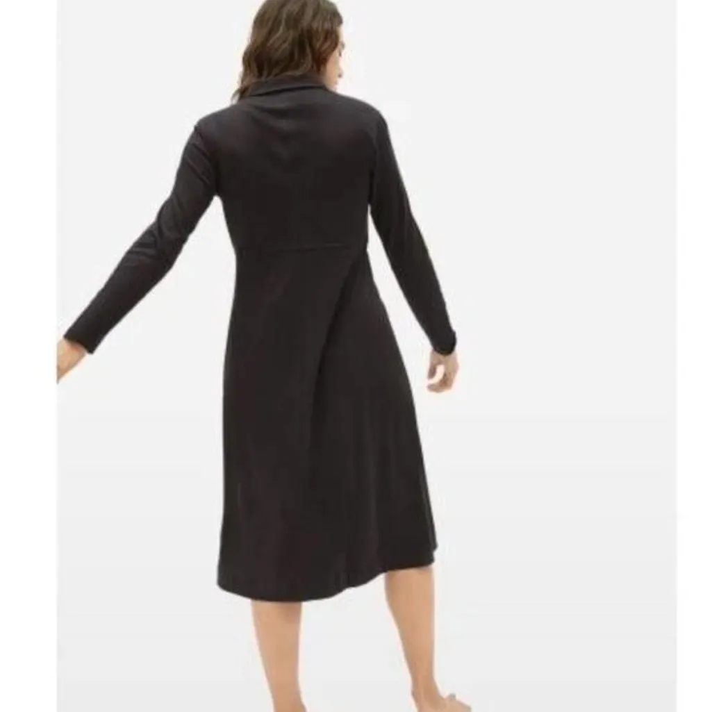 Everlane The Luxe Cotton Shirtdress Long Sleeve Collar Black Women’s Size XXS - Image 3