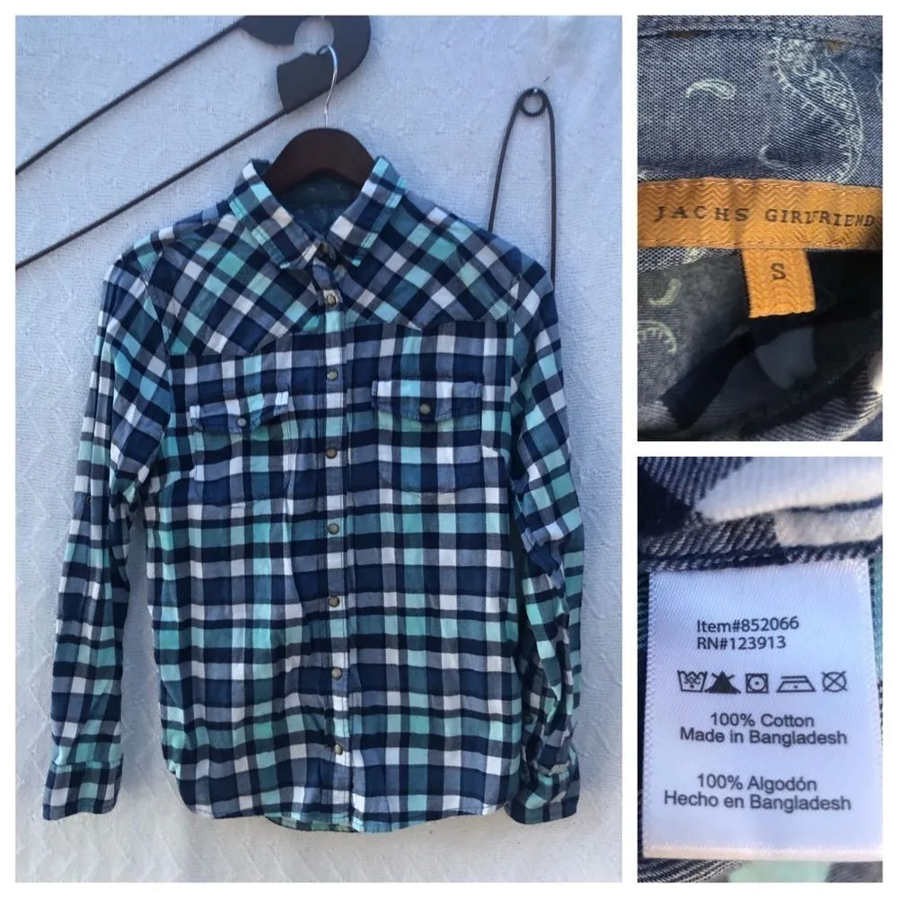 Jachs Girlfriend‎ Flannel Shirt With Snaps - Image 3