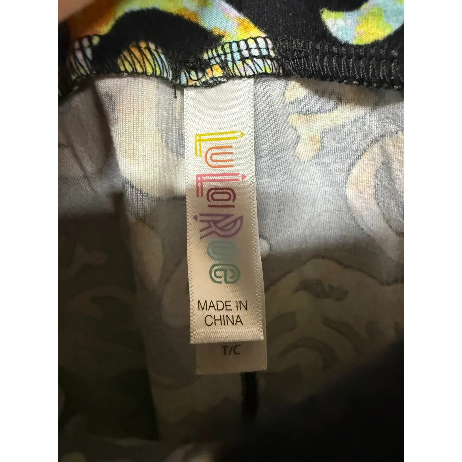 Lularoe Mosaic Rainbow Tall Curvy TC Leggings Black Soft Comfort Lounge Funky - Image 5