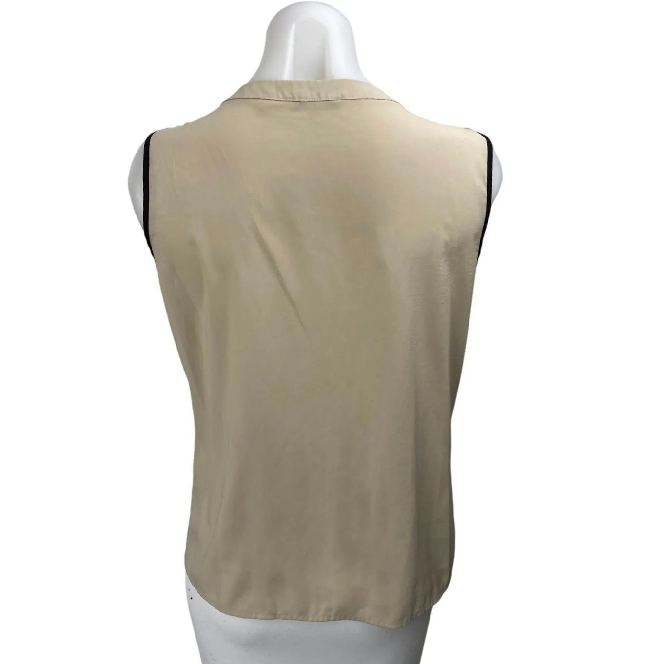 Calvin Klein Women's Beige Tan Khaki Sleeveless Notch Tank Blouse Top Size S - Image 2