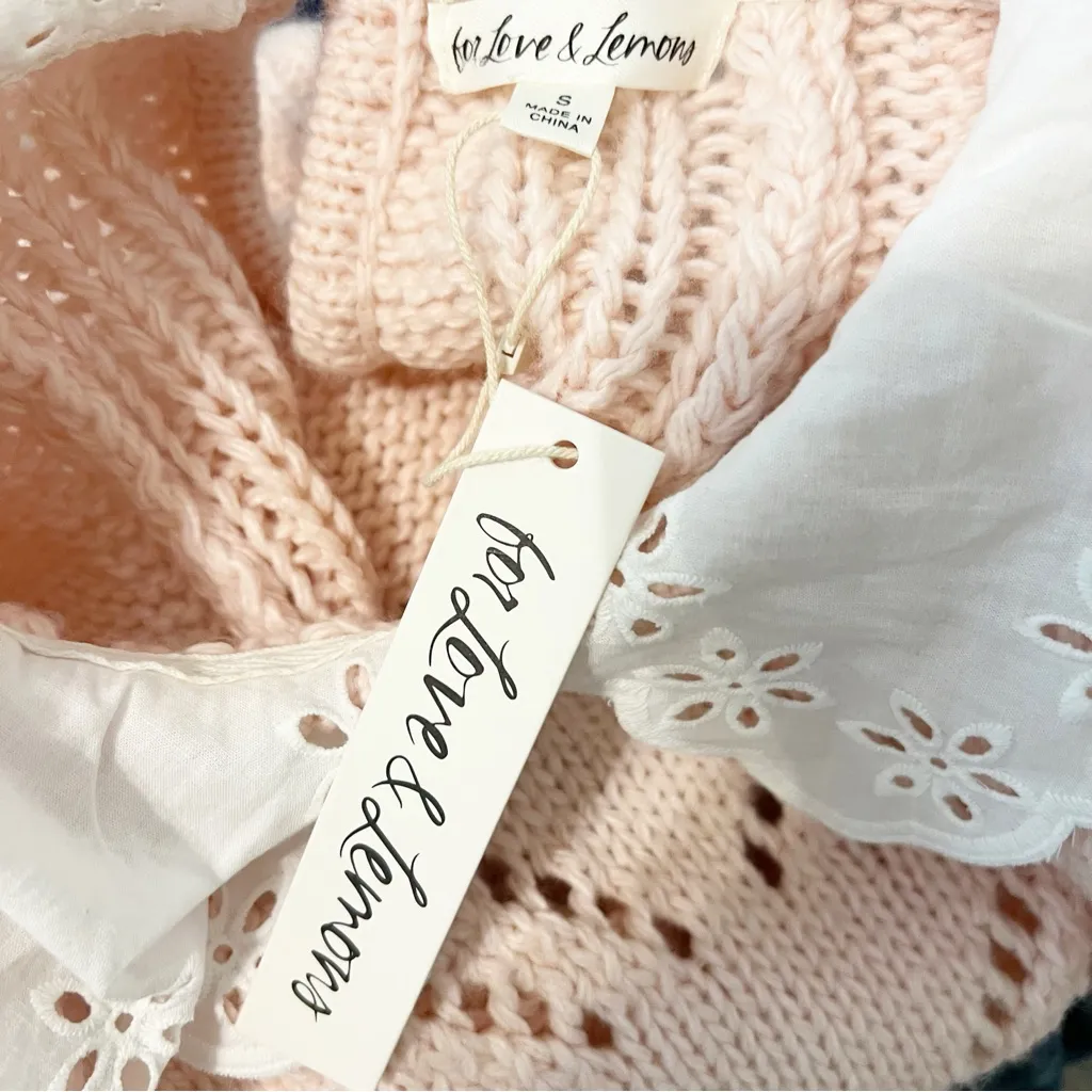 NWT FOR LOVE & LEMONS Stacy Sweater in Pink FLAL Size Small S - Image 3