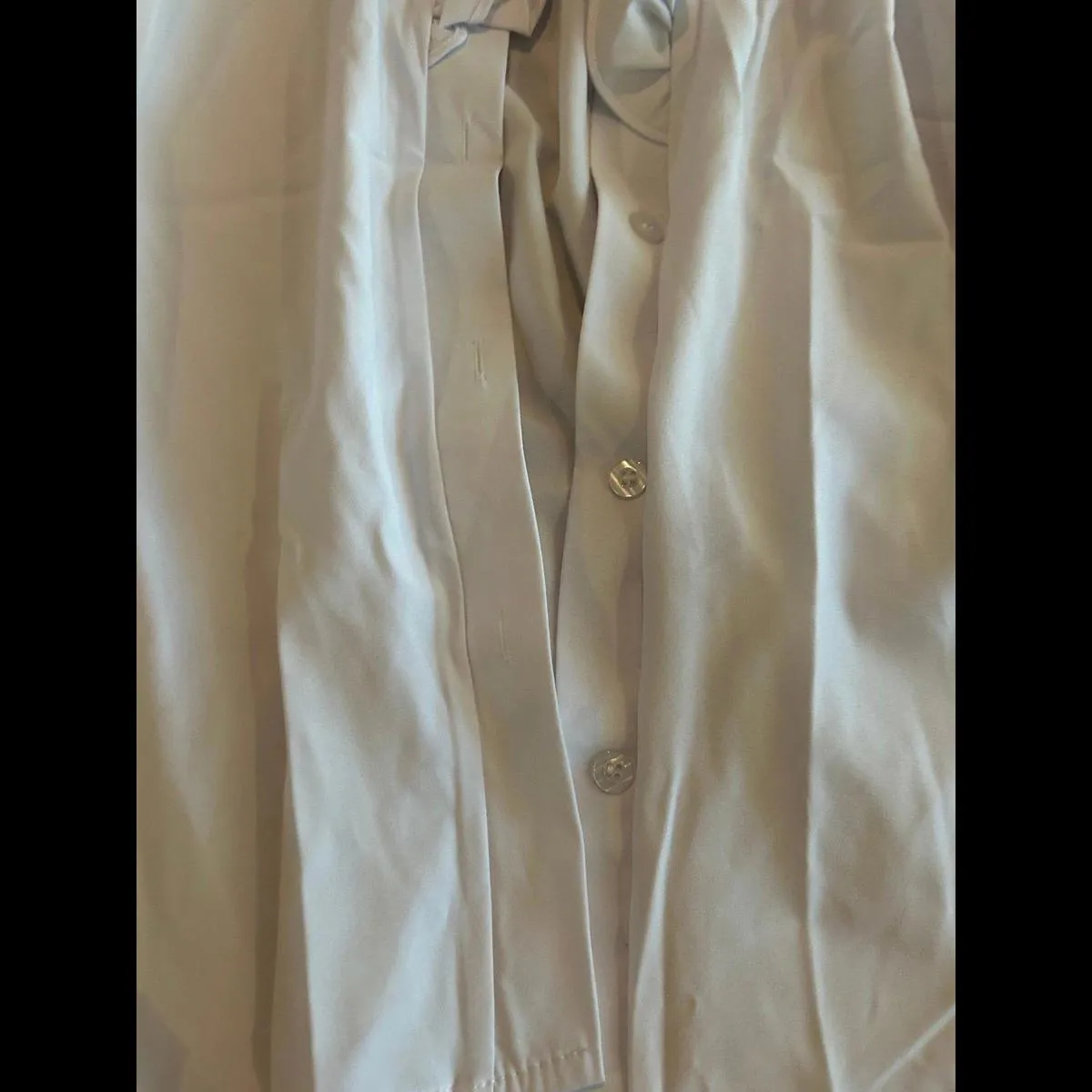 Woman office work church white top shirt button up small - Image 3
