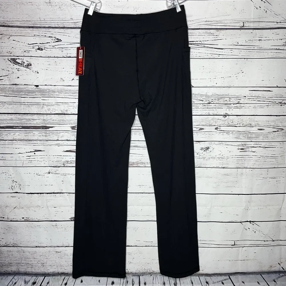32 Degrees Heat 32° Degree Heat NWT Size XL Black Ribbed Flare Leg Active Pants - Image 2