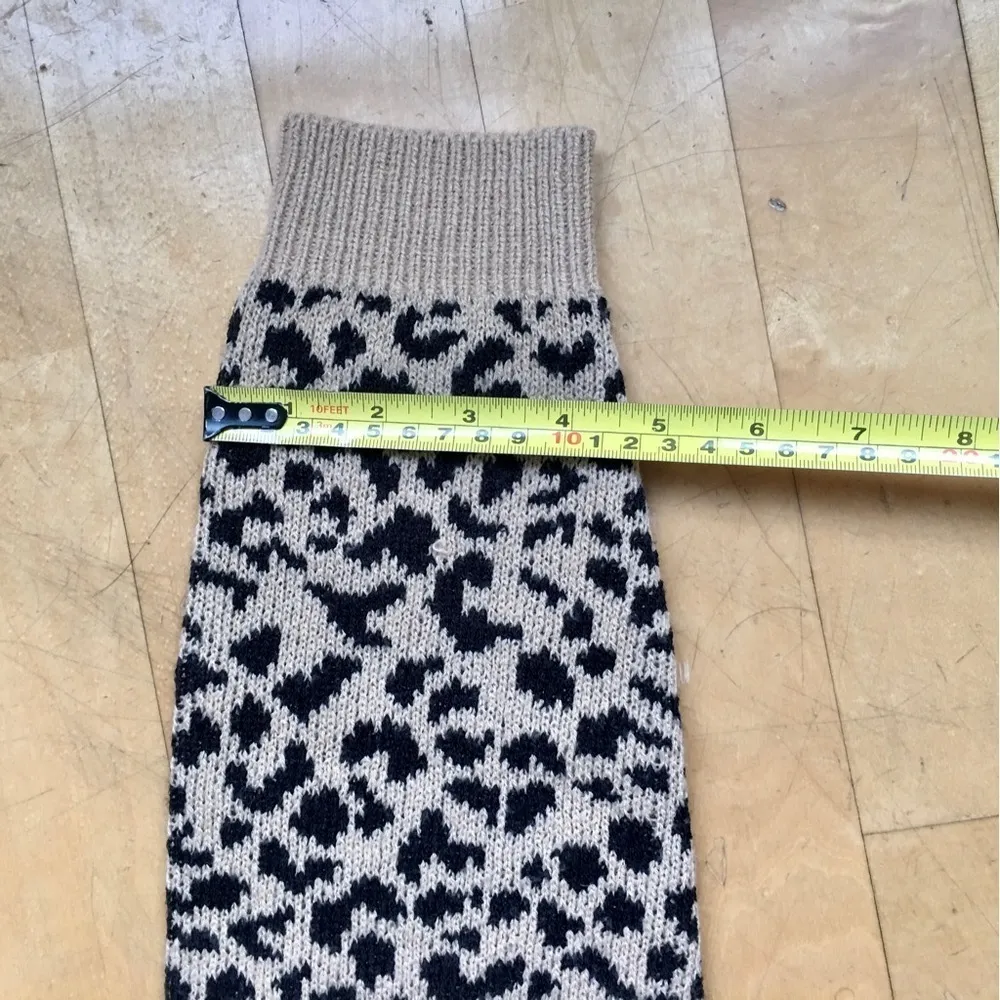 Divided Cropped Leopard Print Sweater, Tan, Black, Size S - Image 14