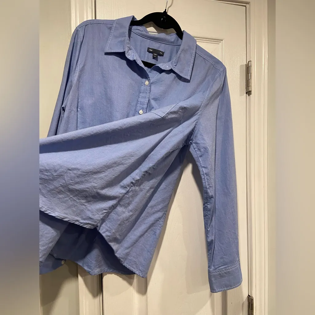 Gap Size XL Blue Contrast Stitch Cotton Button Down Collared Shirt - Image 8