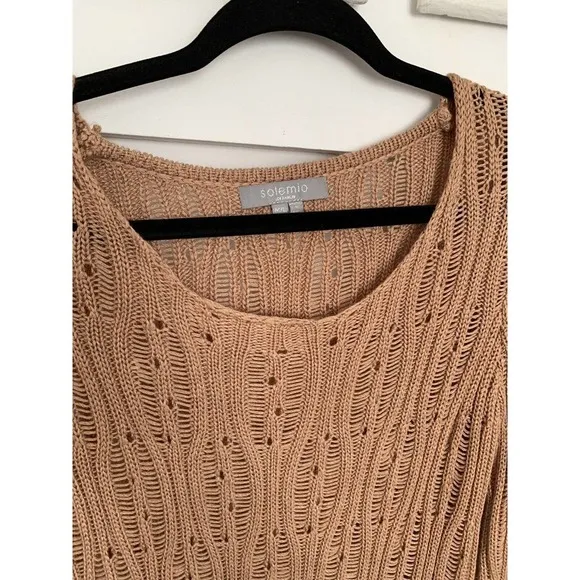 Solemio‎ Women's Medium/ Large Sweater Knit Long Sleeve Tan - Image 4