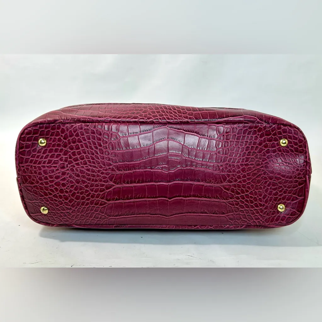 Liz Claiborne Real Fit Satchel Tote Bag in Plum Crocodile Embossed Faux Leather - Image 5