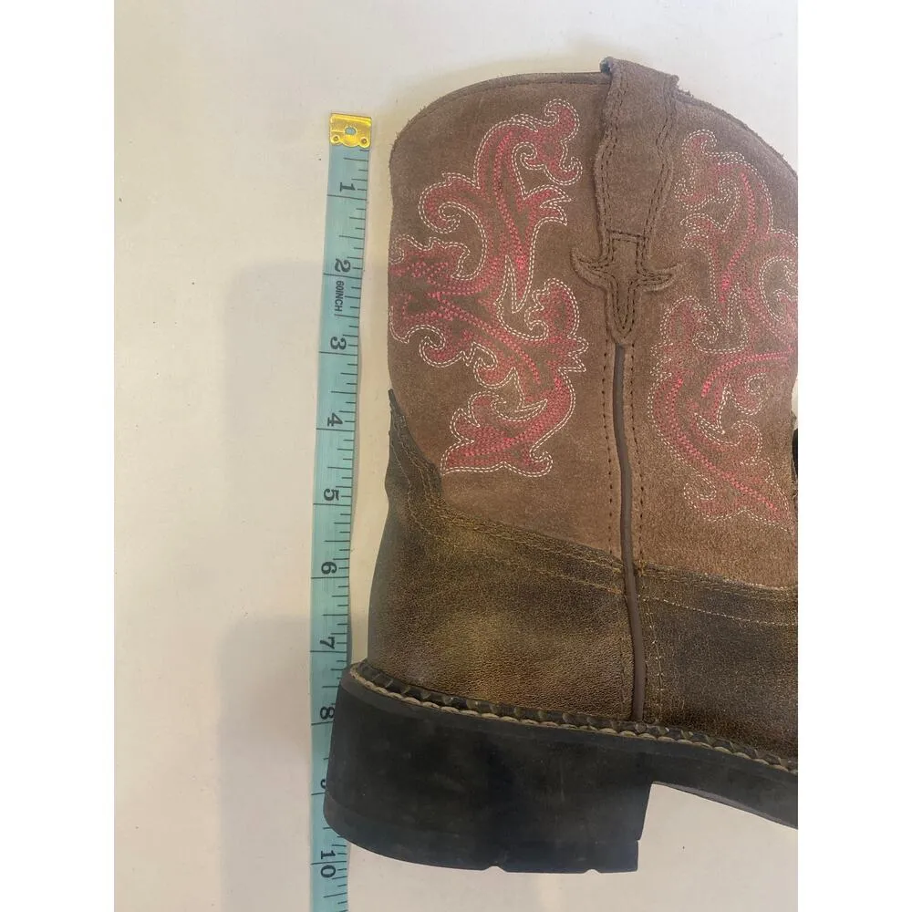 Ariat Fatbaby Brown Pink Cowgirl Boots Leather Sz 7.5B Western Pull-On Casual - Image 11