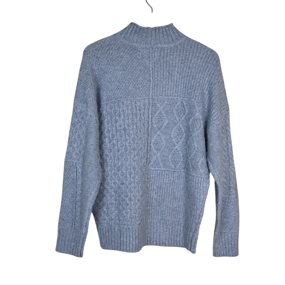 American Eagle Womens S Oversized Gray Mock Neck Cable Knit Sweater - Image 2