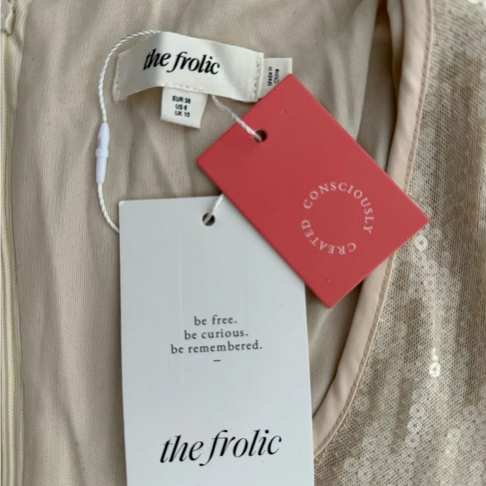 ASOS The Frolic exclusive sequin tie front bodycon maxi dress Beige Size 6 NWT - Image 8