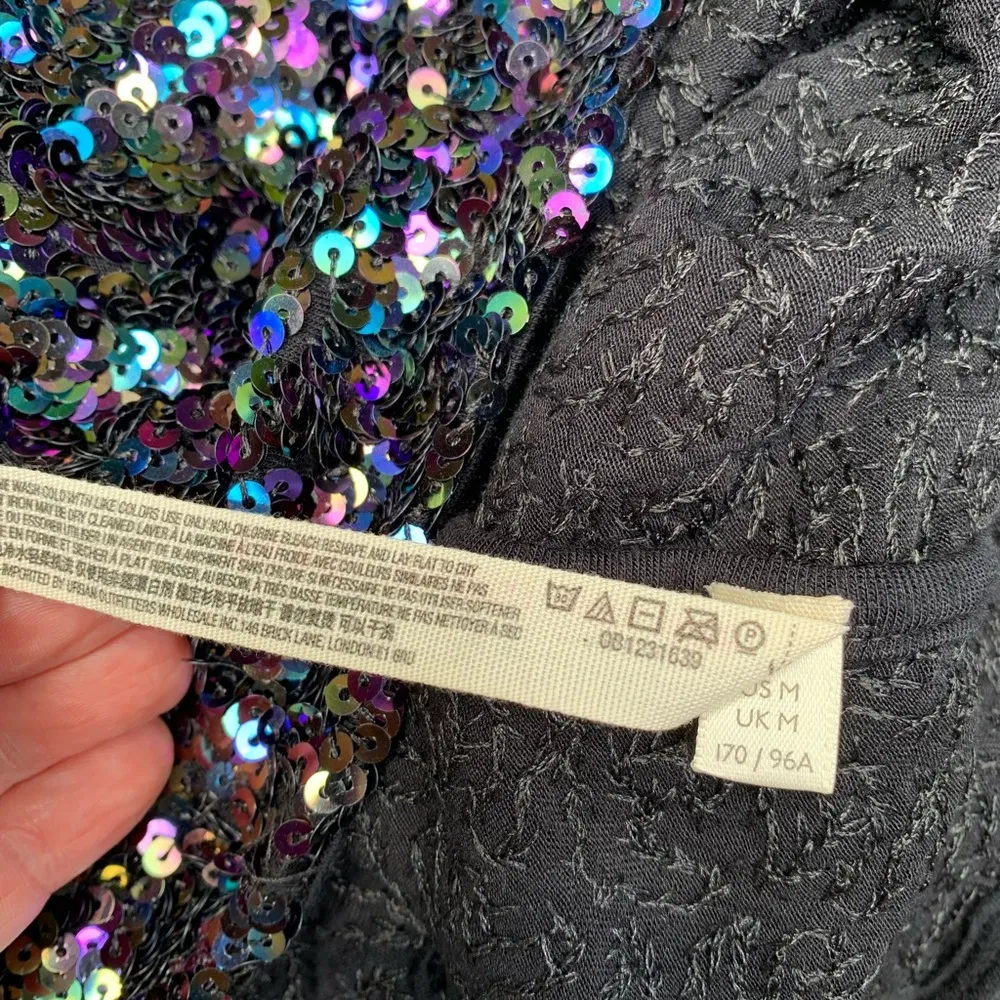 NWT Free People Intimately Black Tie Strap Sequin Cami Top Sz M Medium Rtl $68 - Image 8