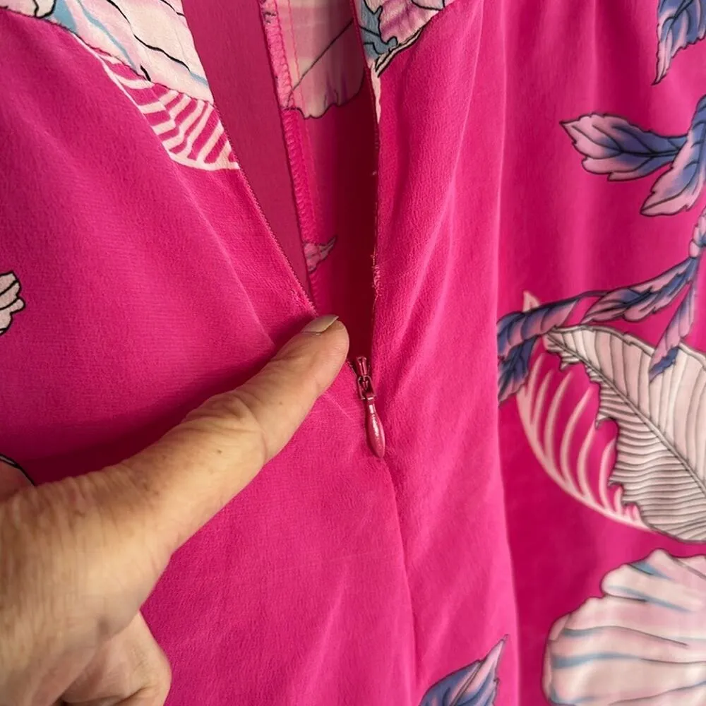 Yumi Kim Pink Floral Romper 100% Silk Colorful Tropical Vacation Resortwear - Image 14