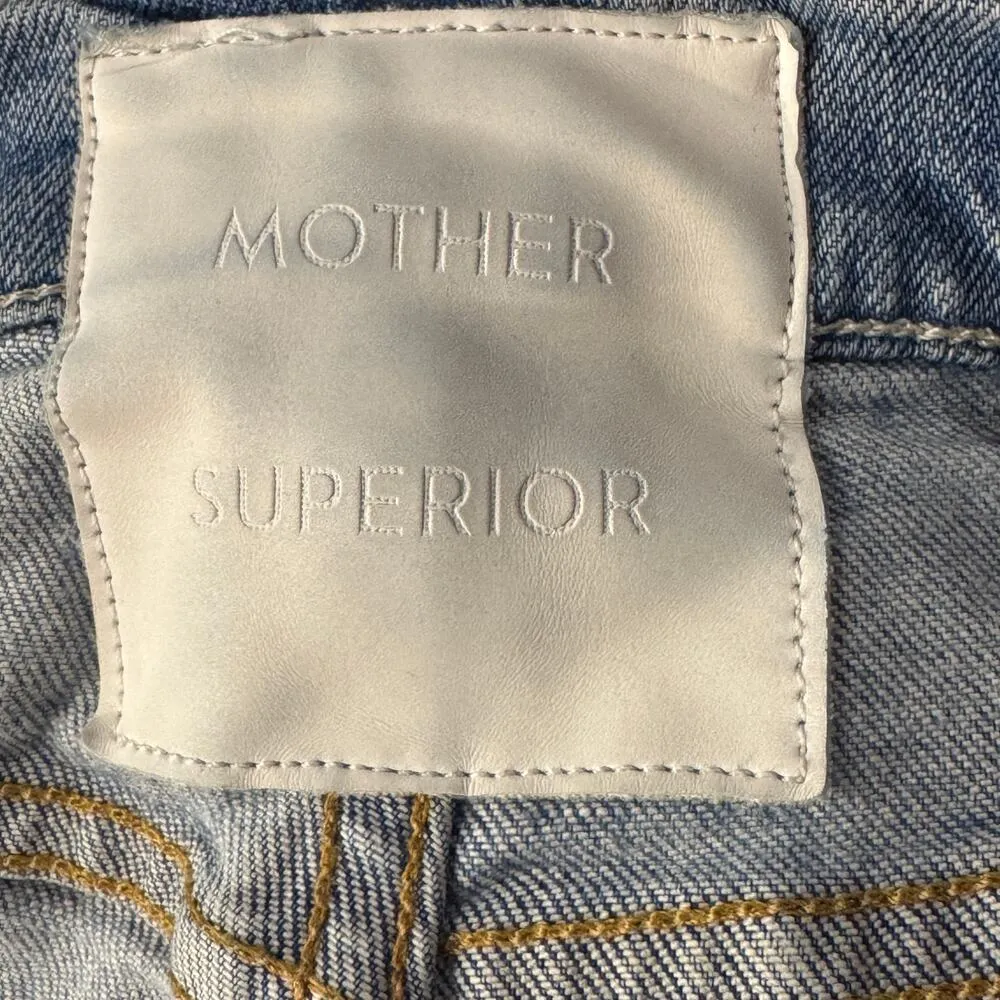 Mother Superior SZ 25 The Tomcat Jeans The Confession Distressed Rips Cropped Blue - Image 9