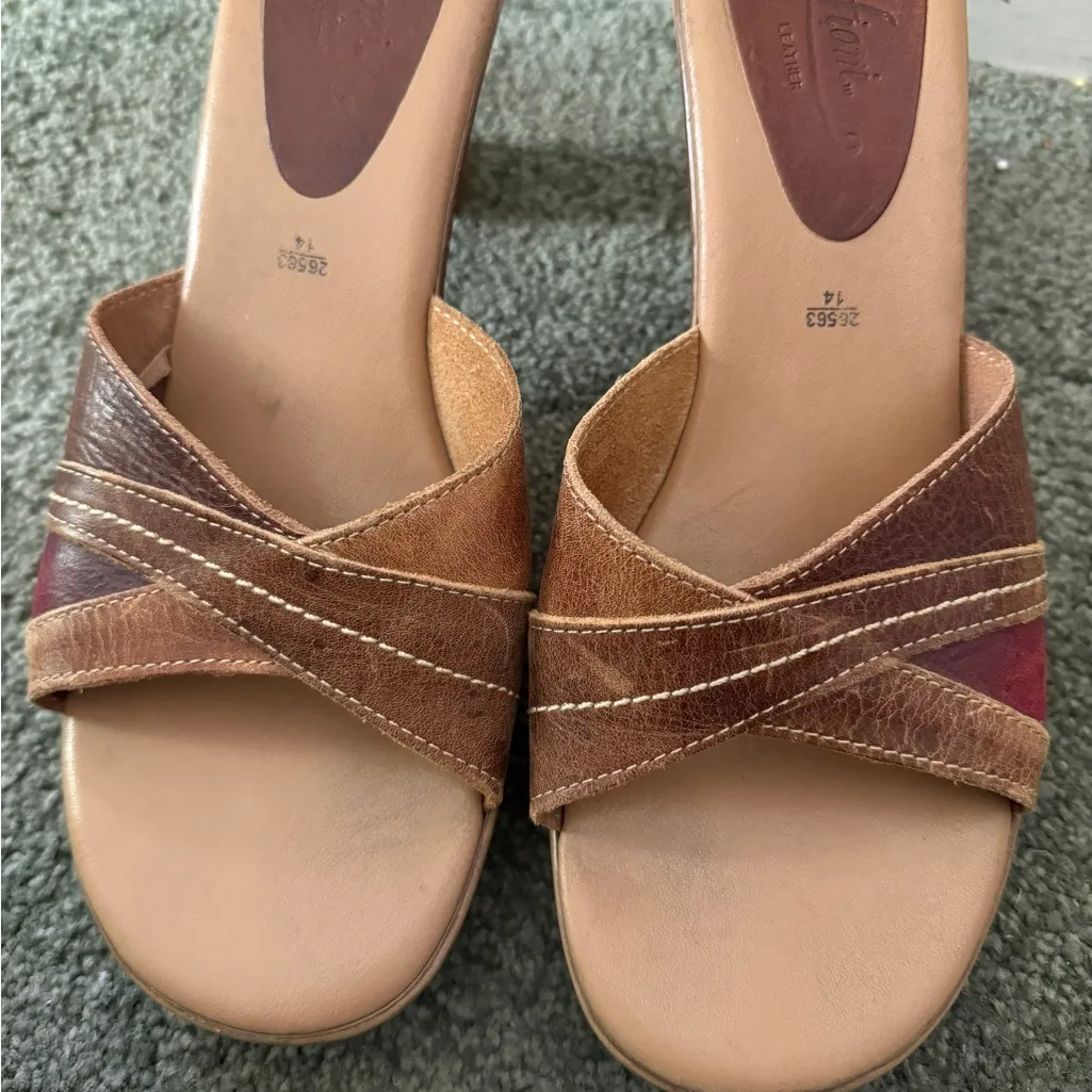 Women’s FIONI Brown sandal heels size 10 leather shoes slip on - Image 11