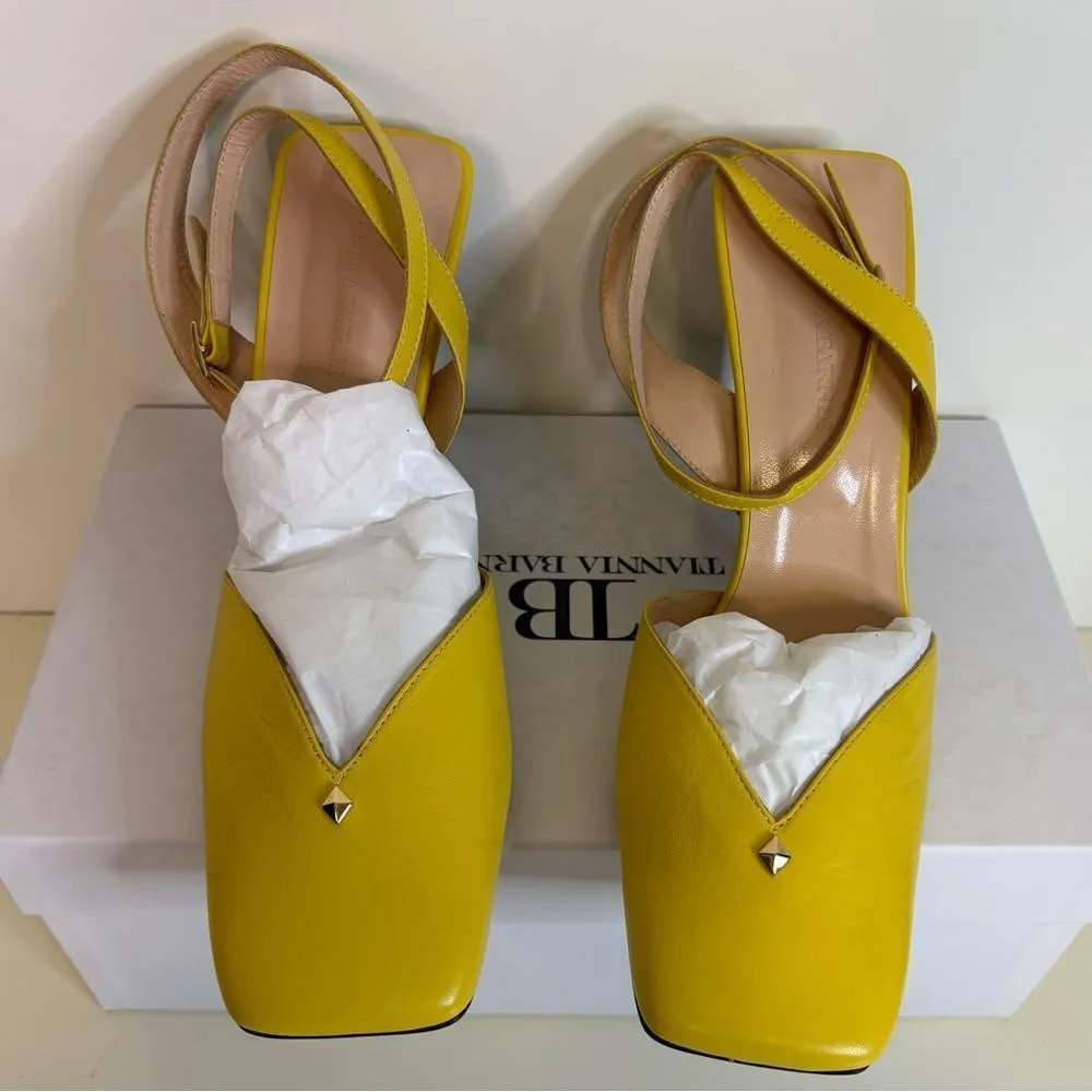 Yellow Slingback Heels Size 9 - Image 8