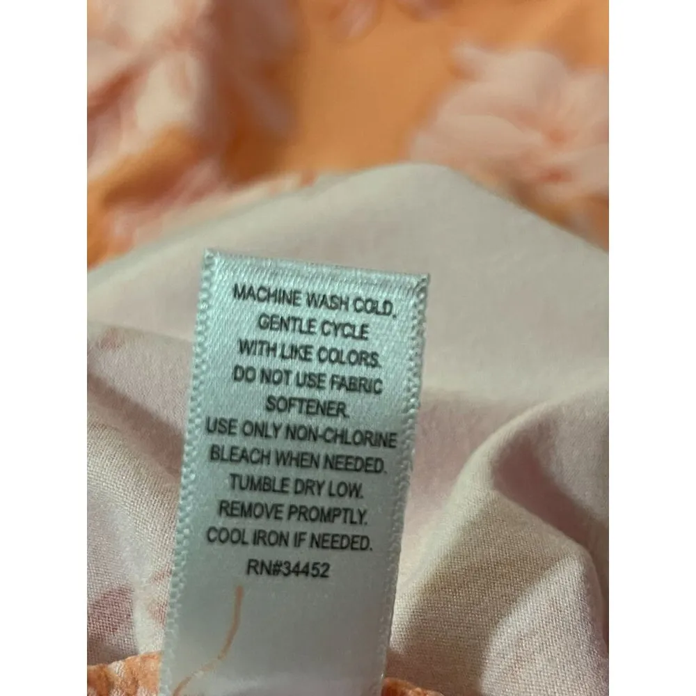 Cuddl Duds Tiered Floral Dress Womens 1X Coral Hibiscus Midi Maxi Sleeveless - Image 9