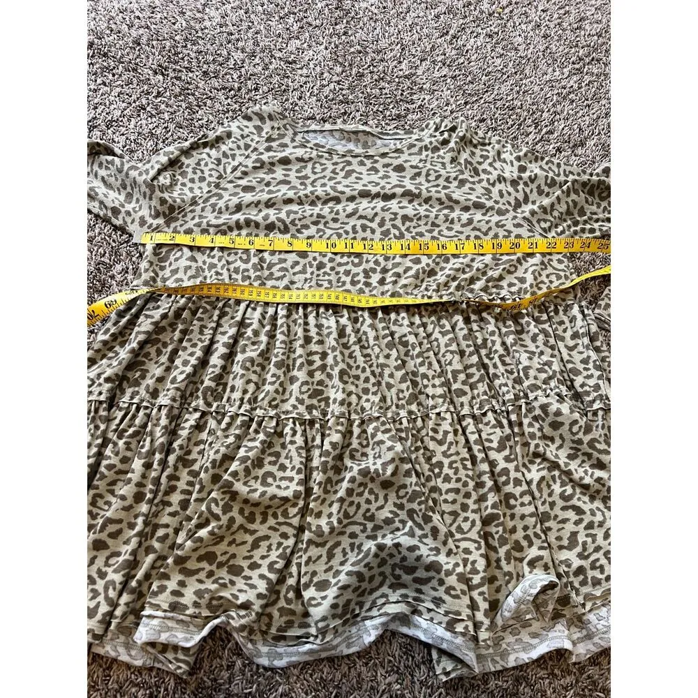 Easel Leopard Print Tiered Babydoll Blouse Womens Sz 1X Flowy Boho Ruffle - Image 8
