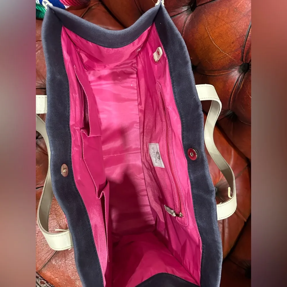 SPARTINA 449 Daufuskie Island Mermaid Large Navy Blue  and hot pink  Anchor Tote - Image 12