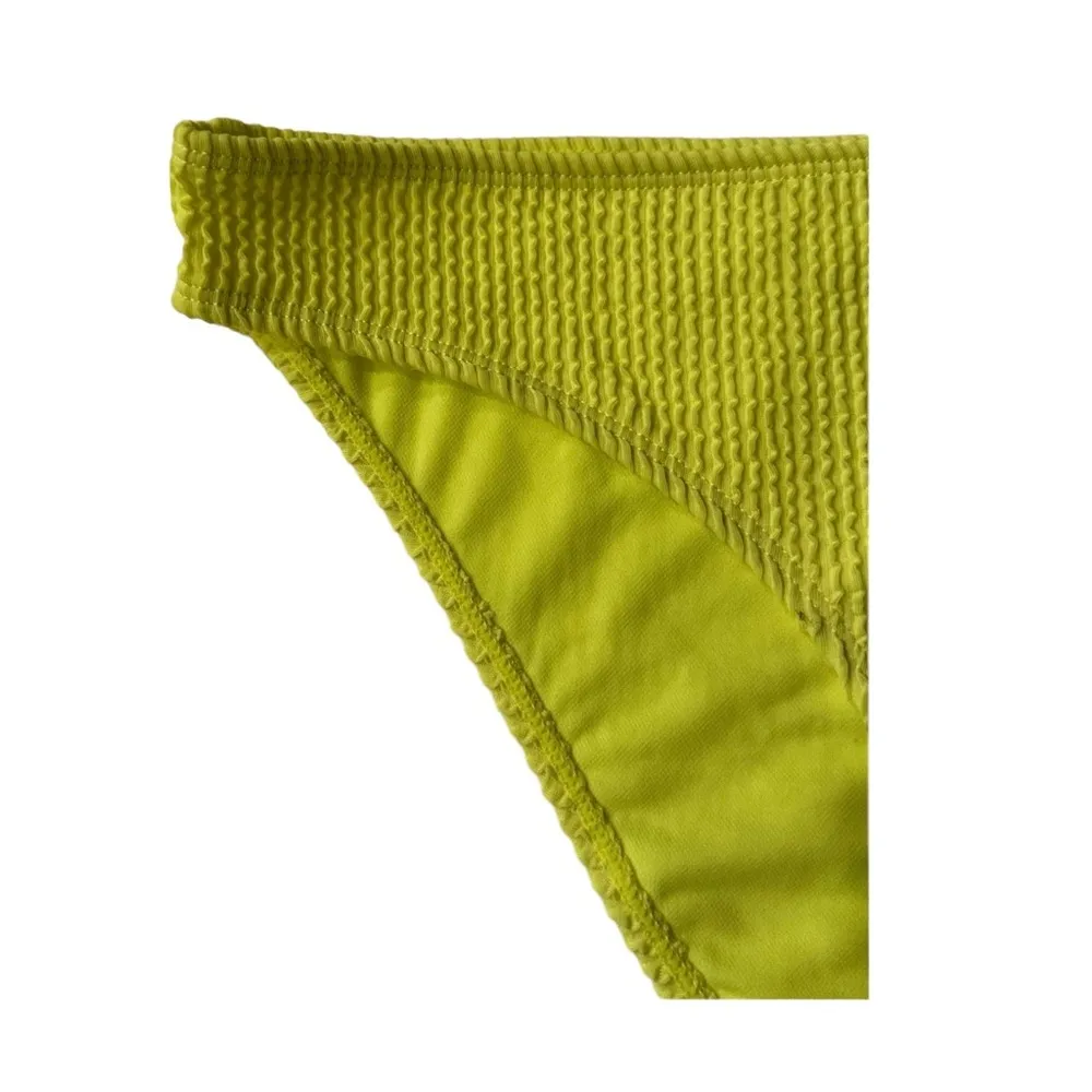 Neon Yellow Ribbed Scoop Neck Bikini Top and Bottom Set L NWOT - Image 4