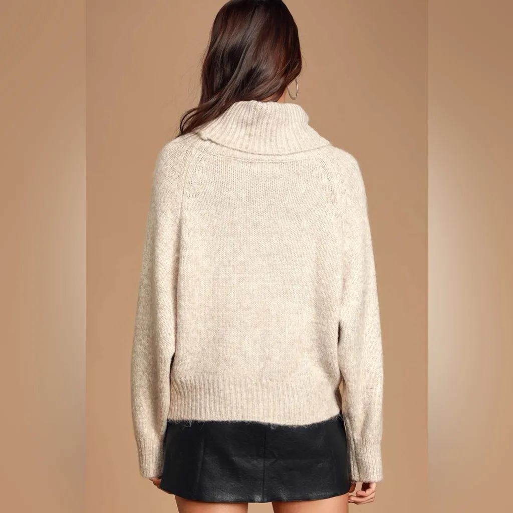Lulus Cuddle Weather Heather Beige Turtleneck Sweater - Image 14