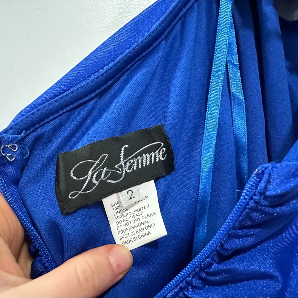 La Femme 29260 Blue Bodycon Strappy Back Short Dress 2 - Image 6