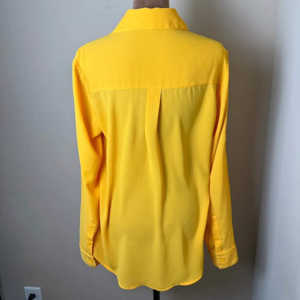 Express Portofino Shirt Womens Small Yellow Gold Original Fit Top Blouse Career - Image 2