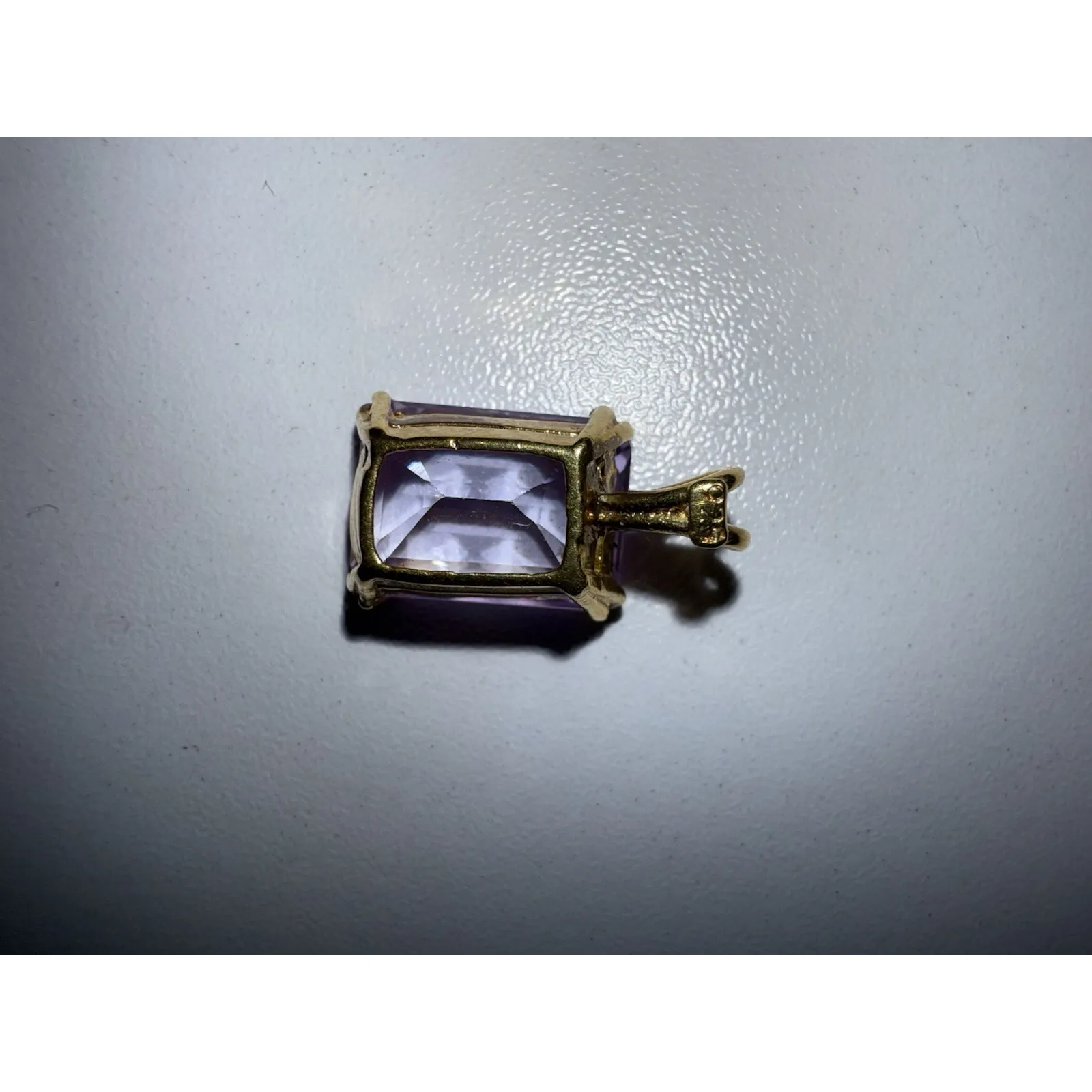 VINTAGE 1970s EMERALD CUT PURPLE CZ RECTANGLE STERLING SILVER 925 SLIDE PENDANT - Image 5