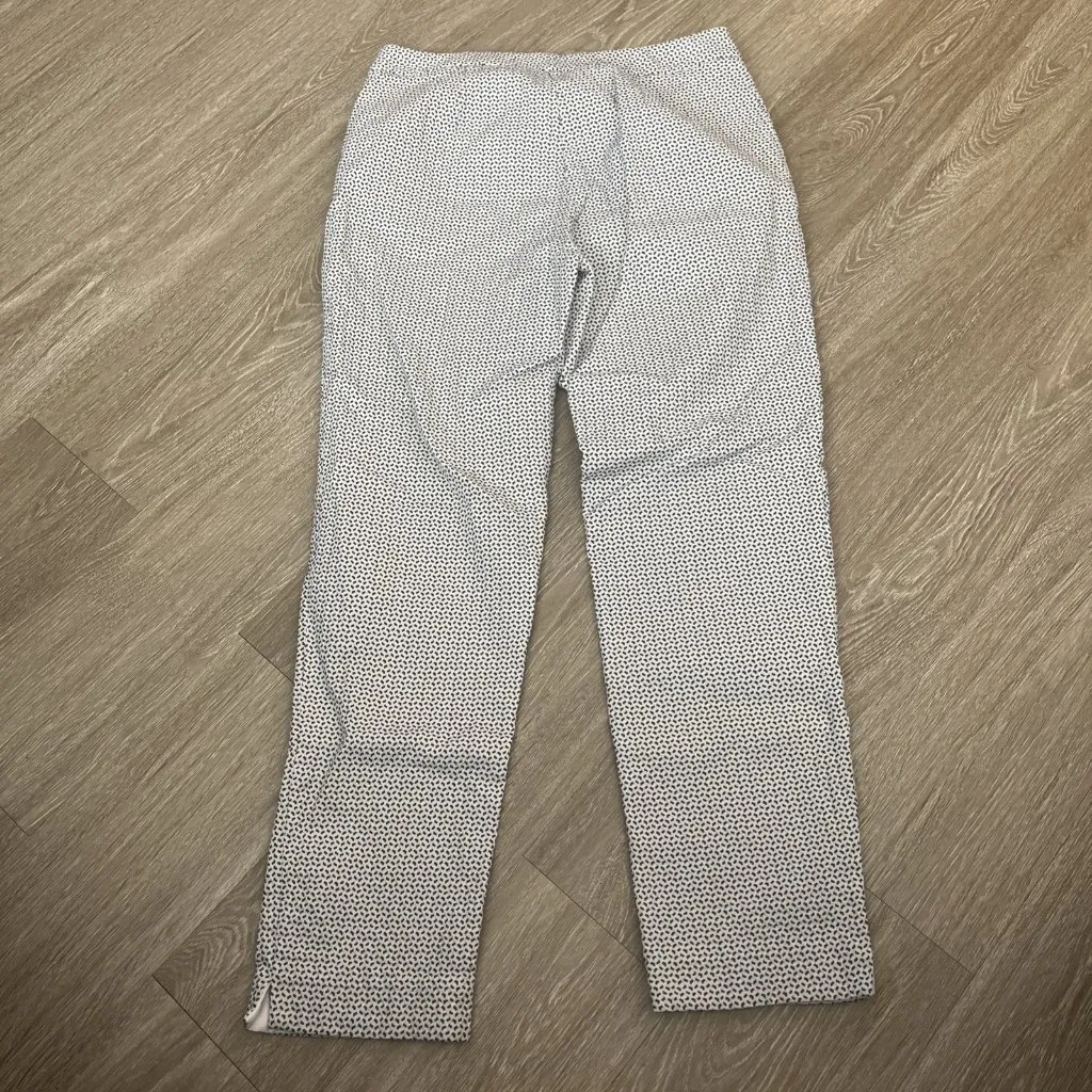 J. McLaughlin Stretch Ponte Ankle Dress Slacks Pants Size 8 Blue White - Image 3