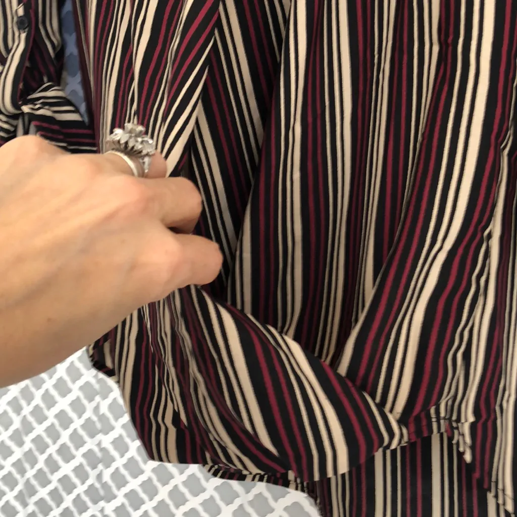 Pleione striped black tan red‎ blouse - Image 4