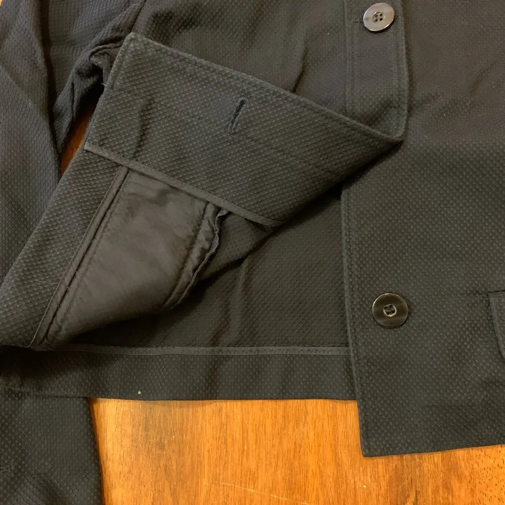 Liz Claiborne 14 Navy Blue Utility Jacket Cropped Structured Small Pockets - Image 5