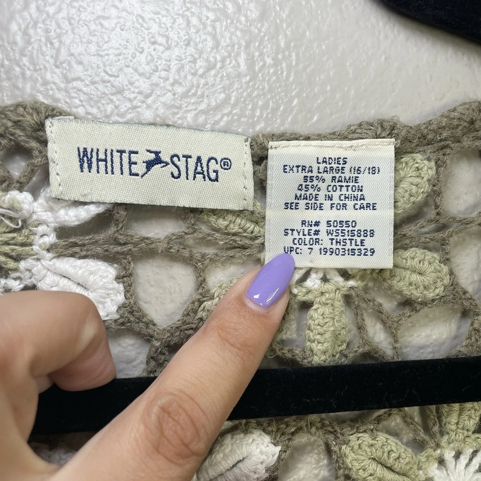 White Stag Vintage Floral Crochet Button Up Top Women’s XL Cottagecore Cardigan - Image 3