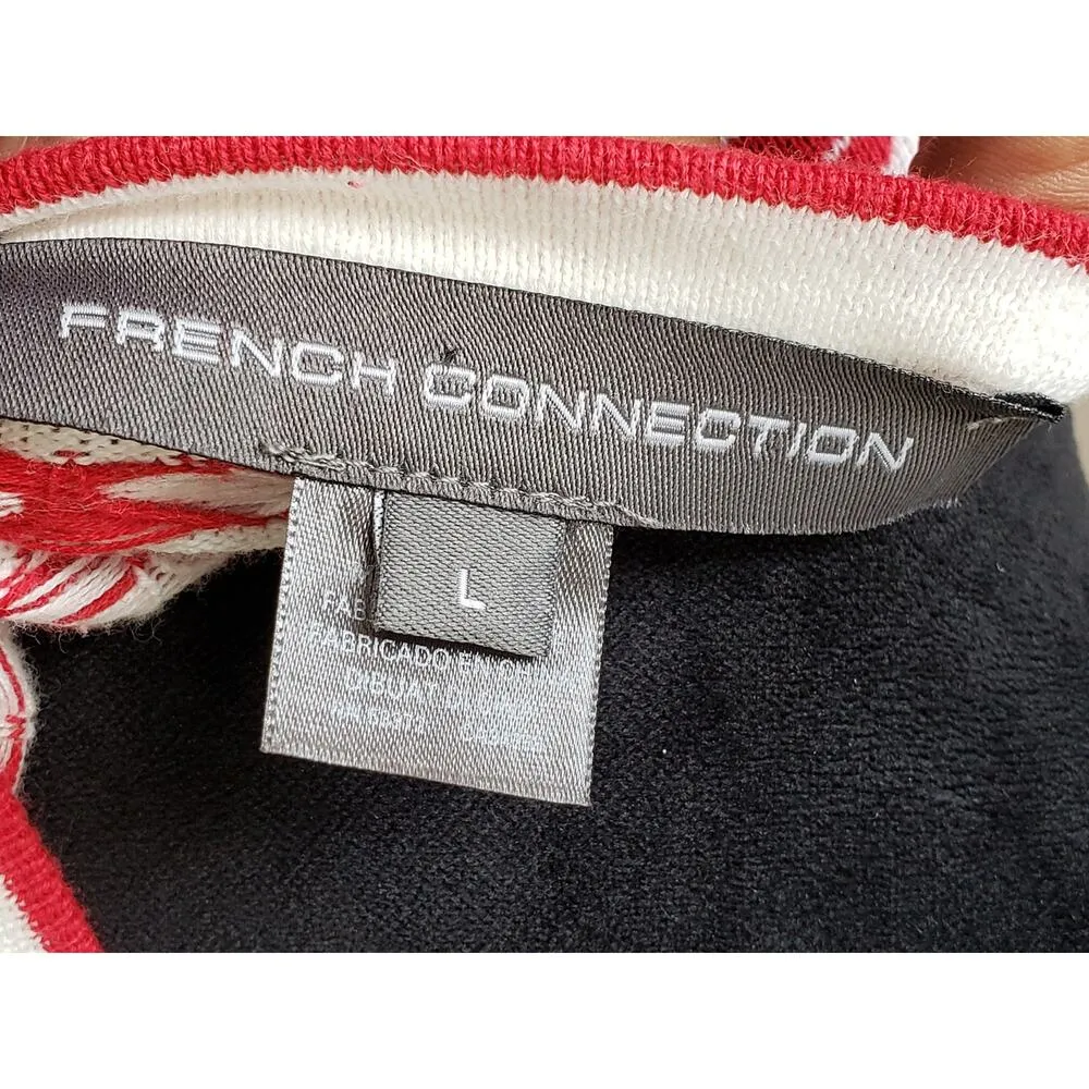 French Connection Sweater Womens Large Red Kiss Print Coquette Cropped Knit - Image 4