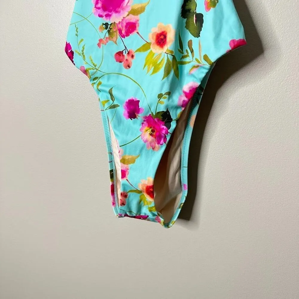 Nanette Lepore One Piece Womens 12 Swimsuit Swim Beach Resort Cruise Floral Blue - Image 4