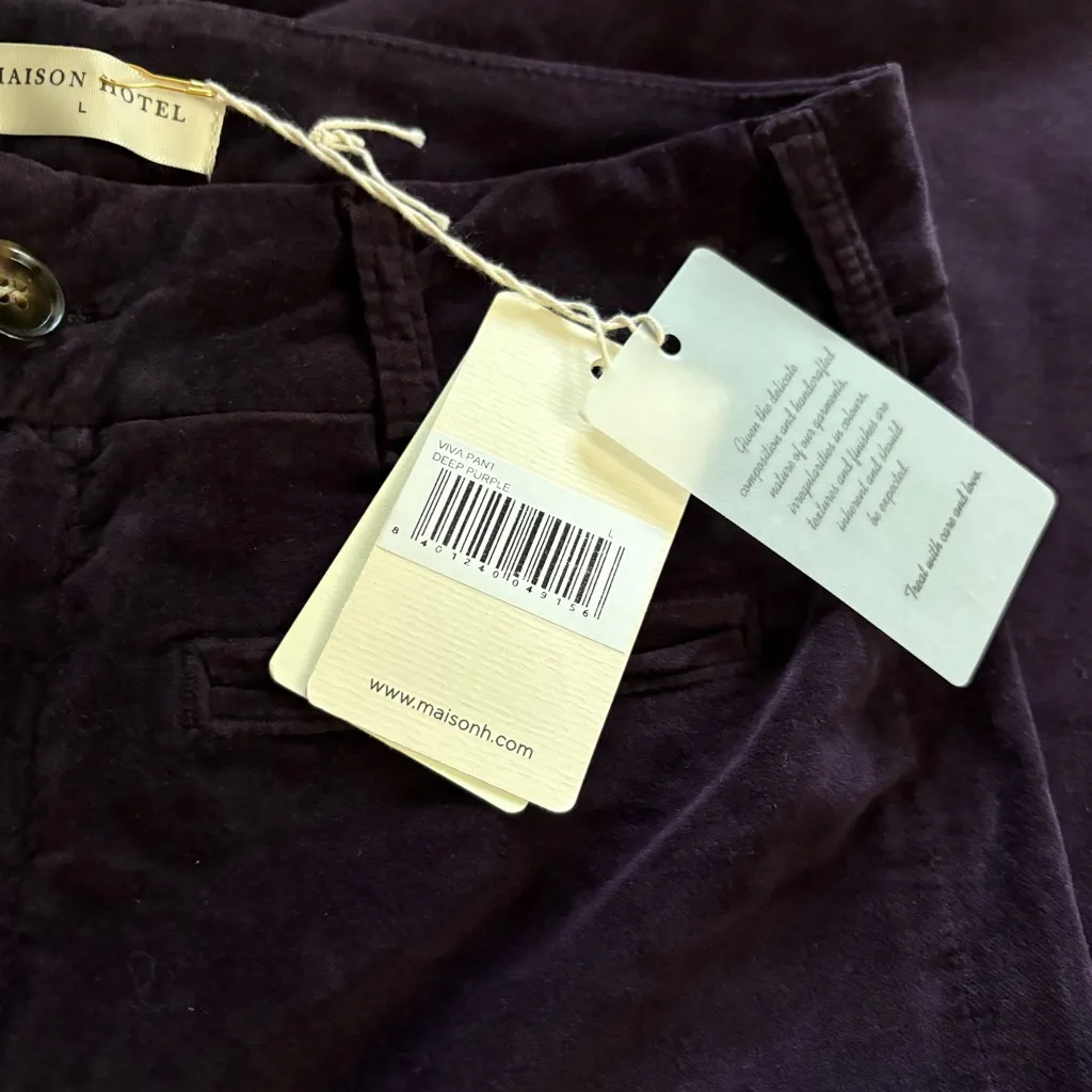 MAISON‎ HOTEL Viva Pant Wide Leg In Deep Purple NWT Size Large Velvet - Image 5