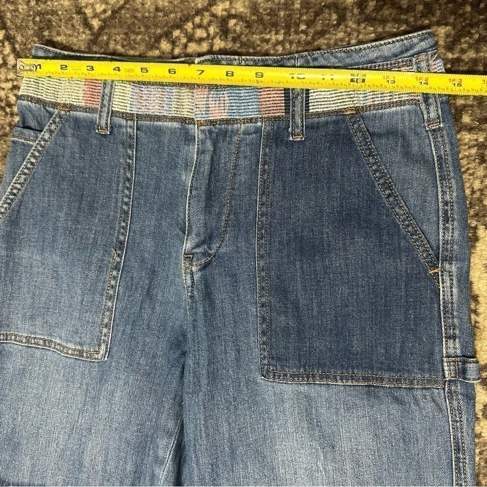 Pilcro Women’s Size 27 Blue High-Rise Patchwork Embroidered Slim Boyfriend Jeans - Image 12