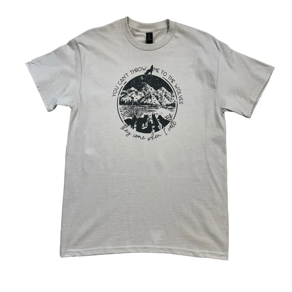 You Can’t Throw Me To The Wolves…Women’s Medium T-Shirt Short Sleeves Ice Gray - Image 3