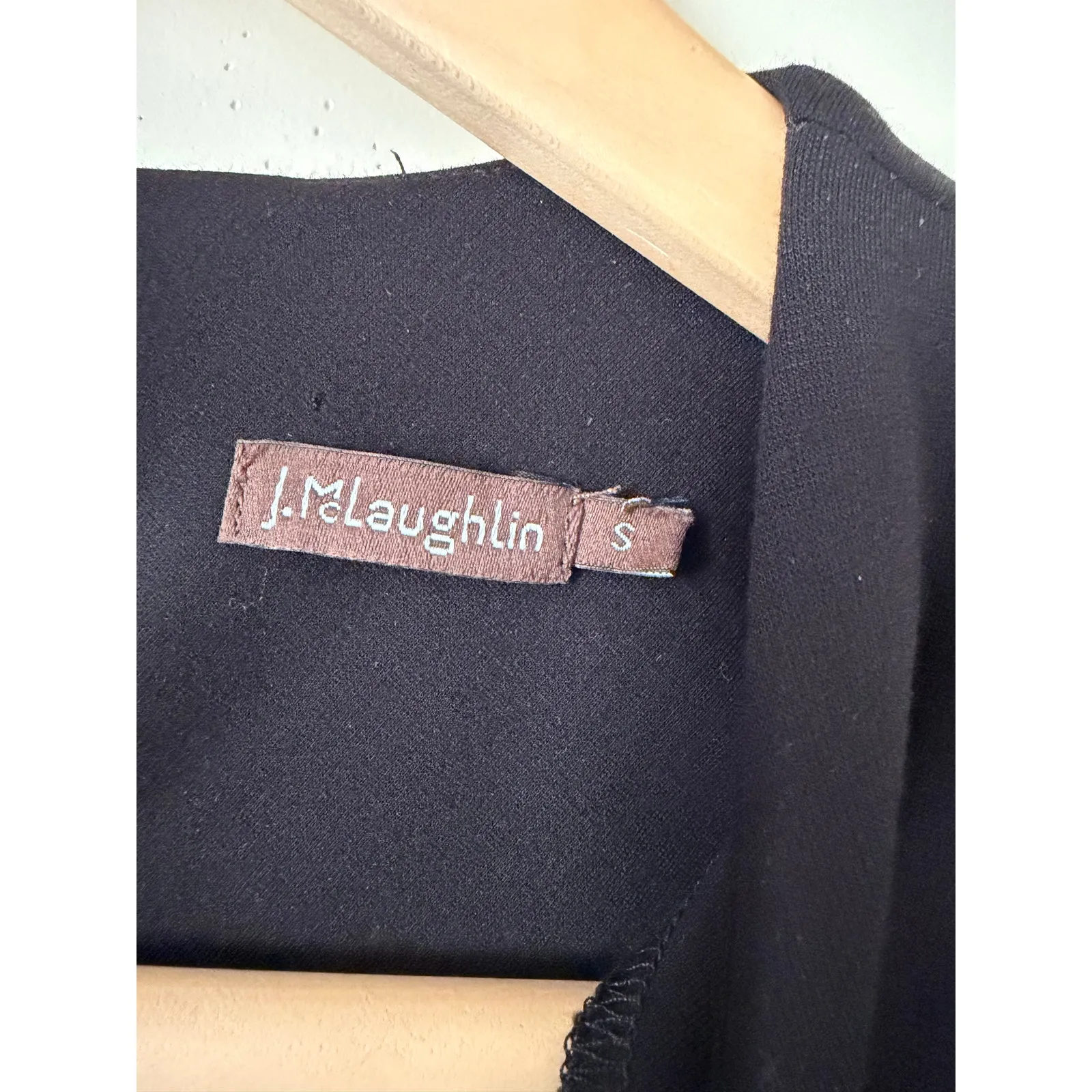 J.McLaughlin Solid Knit Catalyst Crew Neck 3/4 Sleeves Sheath Dress Black Small - Image 3