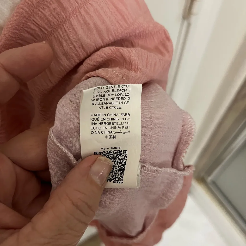 Flowy White Pink and Blush Tiered Mini Dress with Ruffle Sleeves Size Lb by - Image 9