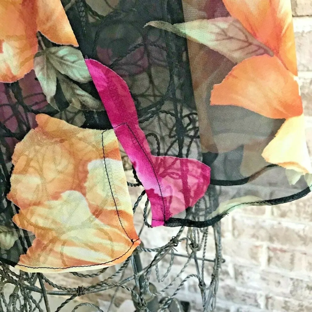 Willi of California Sheer Floral Blouse Black Shoulder Pads See measurem… Size undefined - Image 11