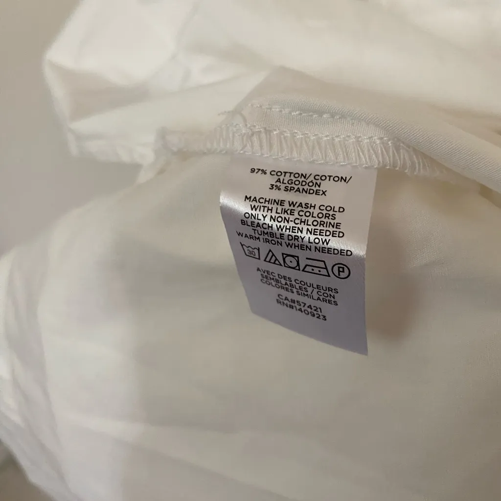 NWT LOFT White Ruffle Sleeve Poplin Shell Tank Top Size 16 - Image 4