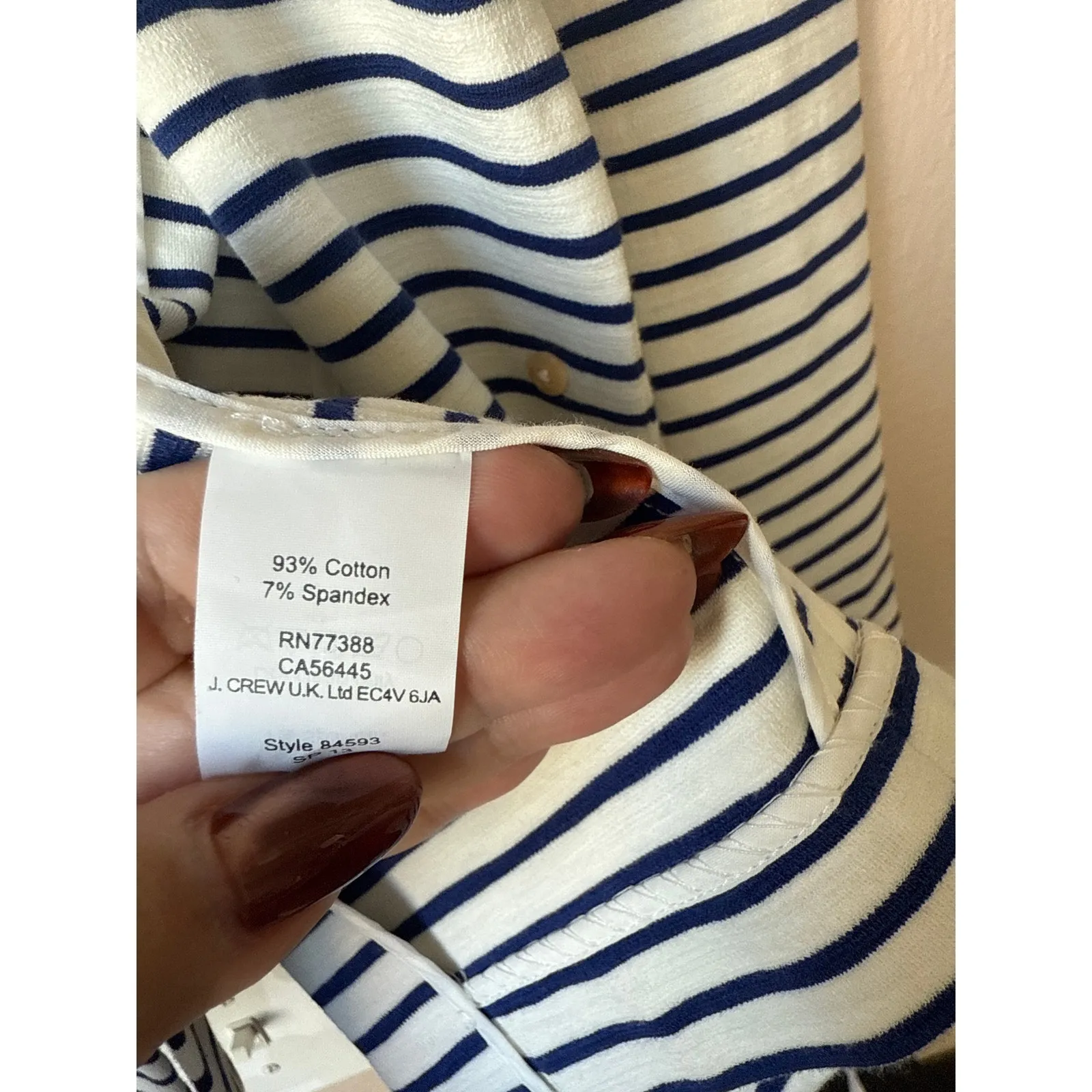 J.Crew striped navy cream long sleeve blazer size XX small - Image 4