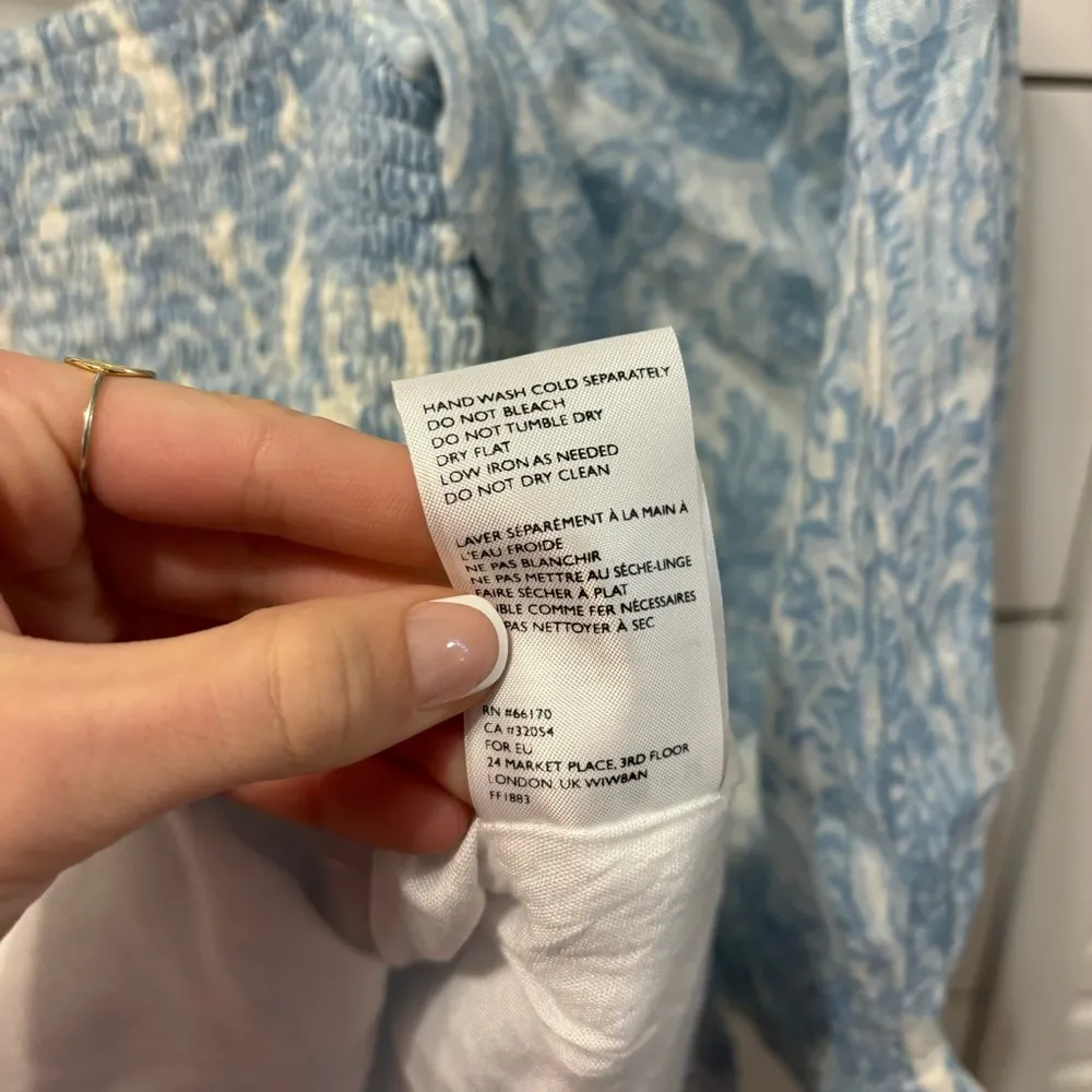 Faithfull The Brand Blue & White Linen Babydoll Blouse - Image 8