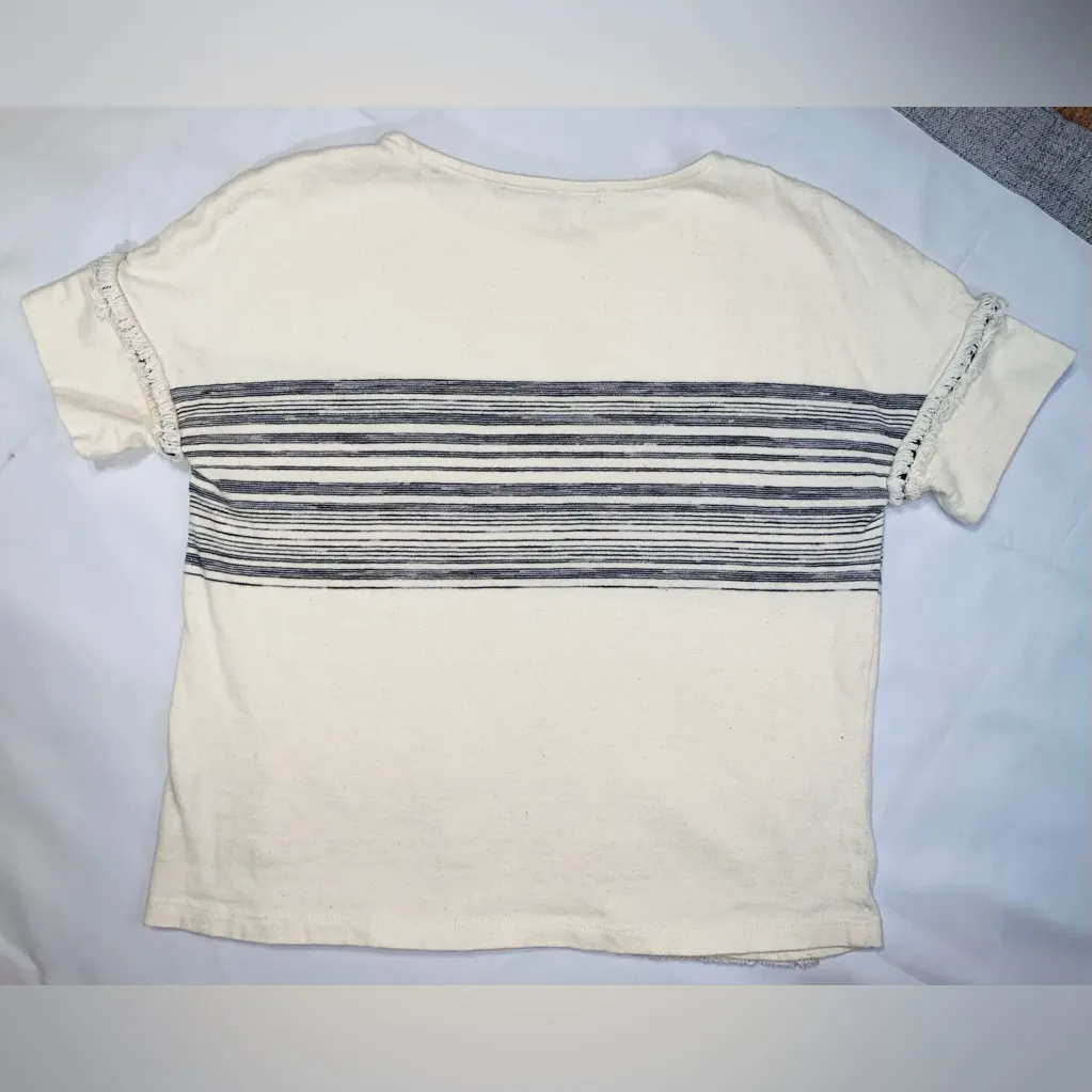 Eva Franco Anthropologie Nantucket Striped Top Womens Size XS Cream Boho Beach - Image 3