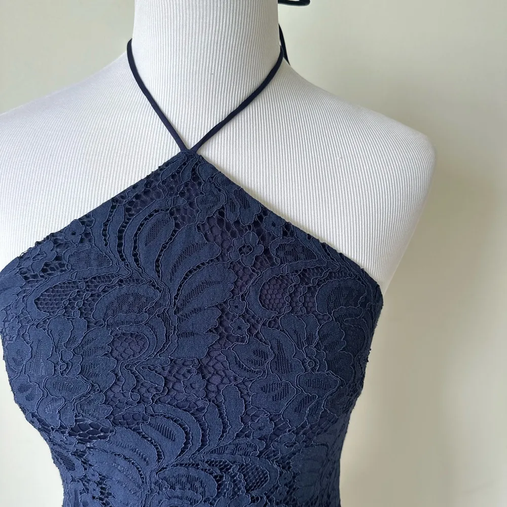 Petal + Pup Lace Halter Midi Dress Navy 4 - Image 2