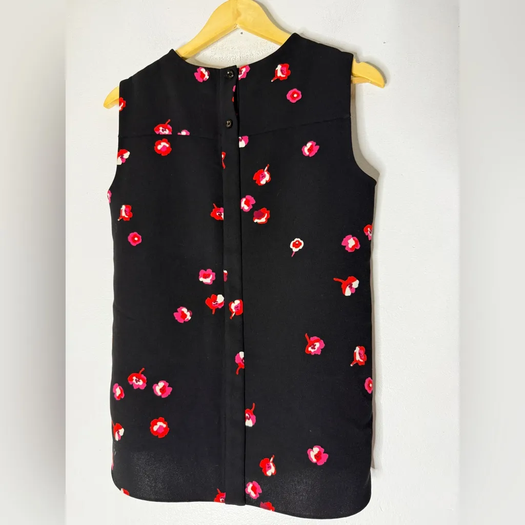 Kate Spade Black Pink‎ Cherry Blossom Floral Sleeveless Blouse Size 6 - Image 2