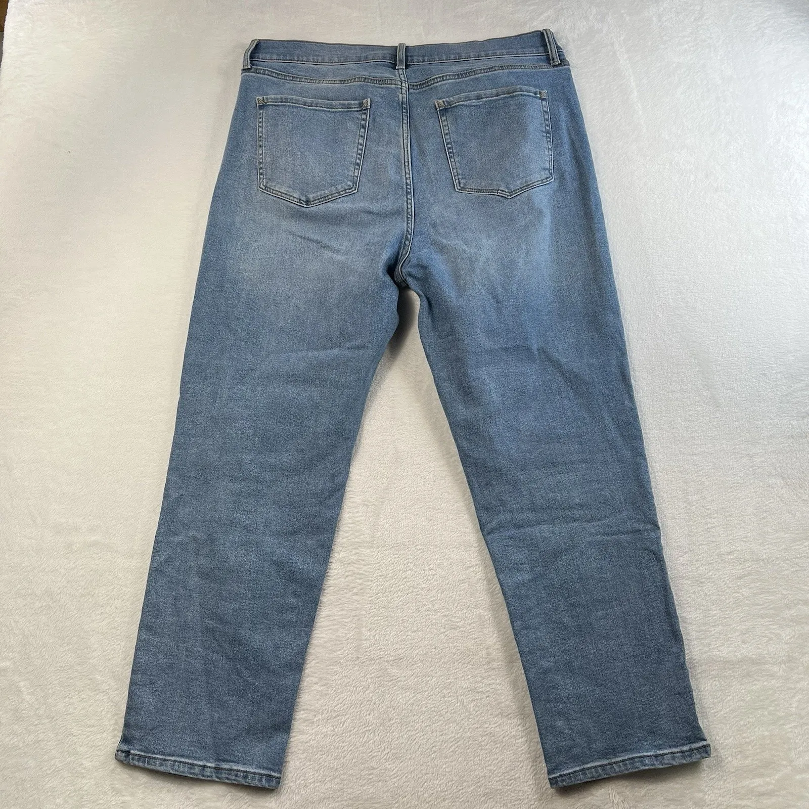 a.n.a. A New Approach Sz 14 High Rise Straight Jeans Bling Rhinestone Embellish Blue - Image 14