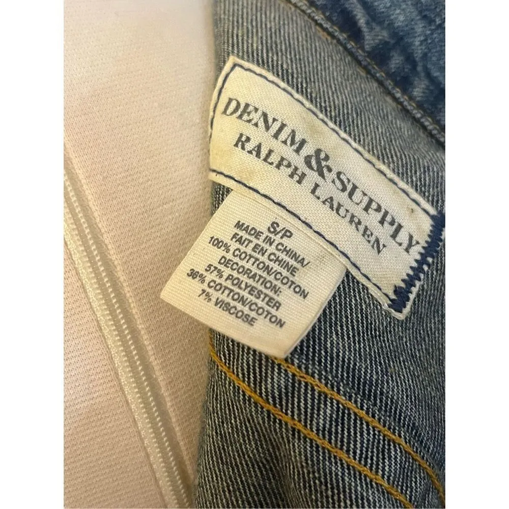 Ralph Lauren Denim Supply Embellished Denim Jean Vest Southwest Aztec S - Image 6